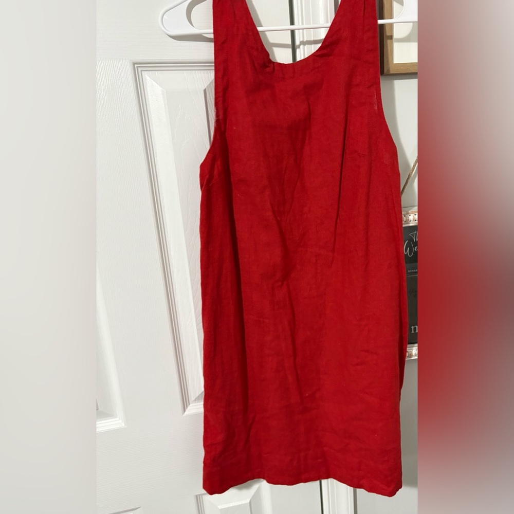 Free People Red Linen Shift Dress